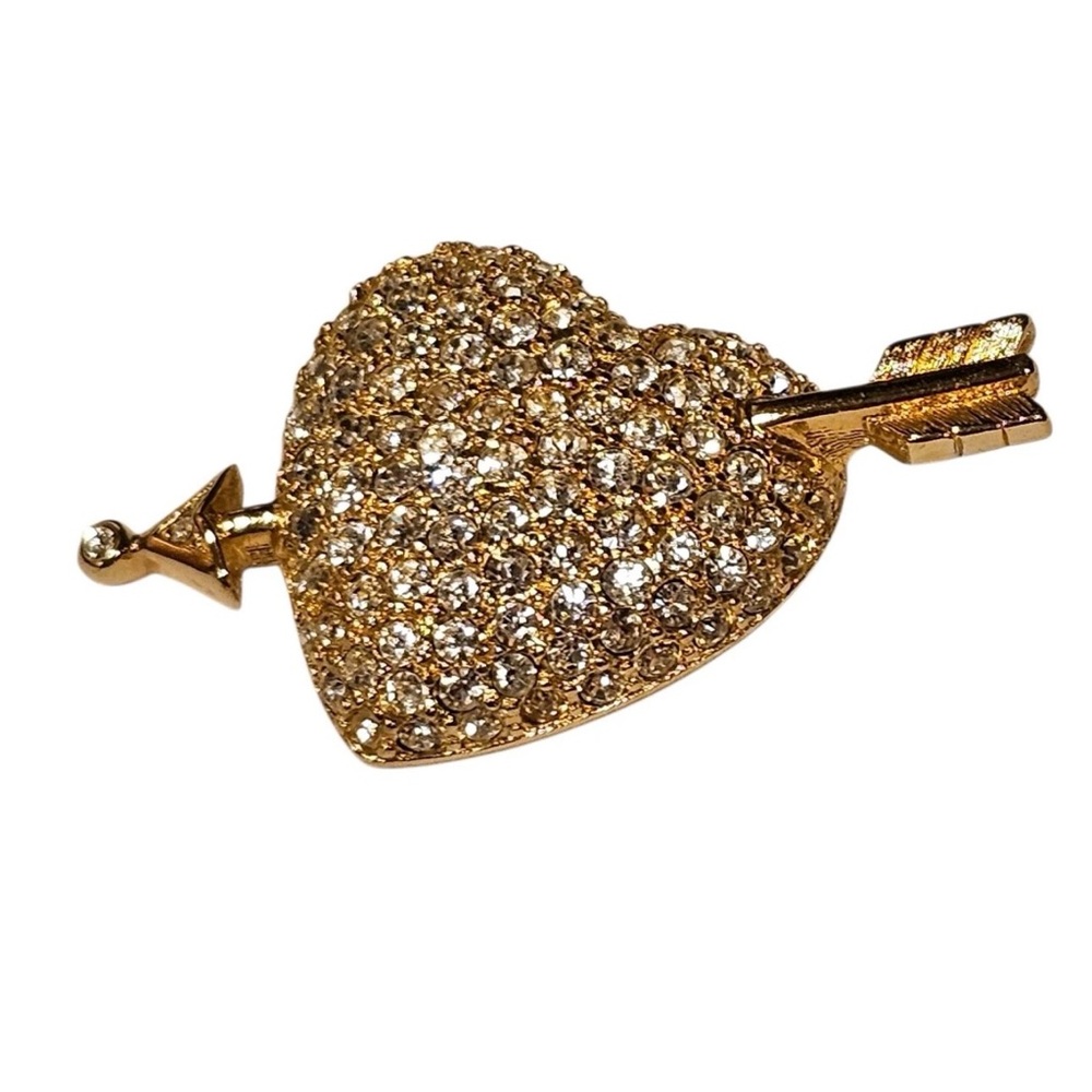 Swarovski Gold Heart Brooch with Arrow